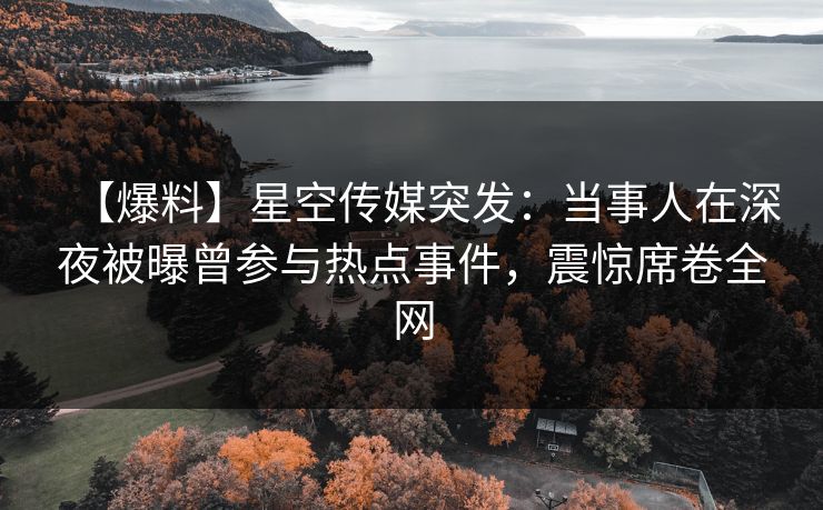 【爆料】星空传媒突发：当事人在深夜被曝曾参与热点事件，震惊席卷全网