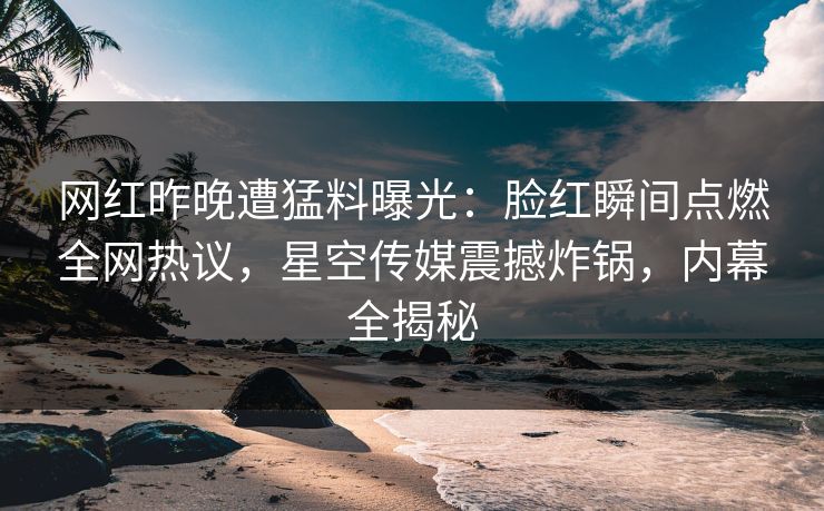网红昨晚遭猛料曝光：脸红瞬间点燃全网热议，星空传媒震撼炸锅，内幕全揭秘