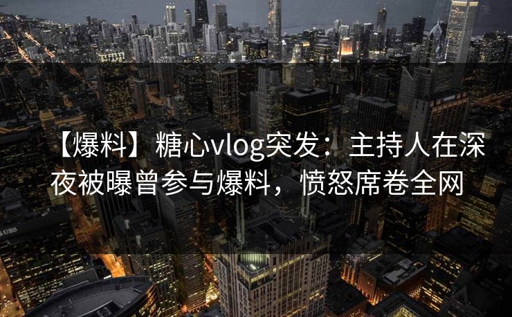 【爆料】糖心vlog突发：主持人在深夜被曝曾参与爆料，愤怒席卷全网
