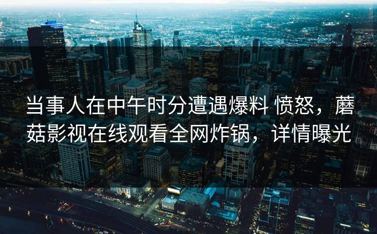 当事人在中午时分遭遇爆料 愤怒，蘑菇影视在线观看全网炸锅，详情曝光